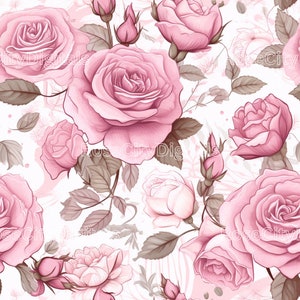 Pink Roses Seamless DIGITAL PRINT