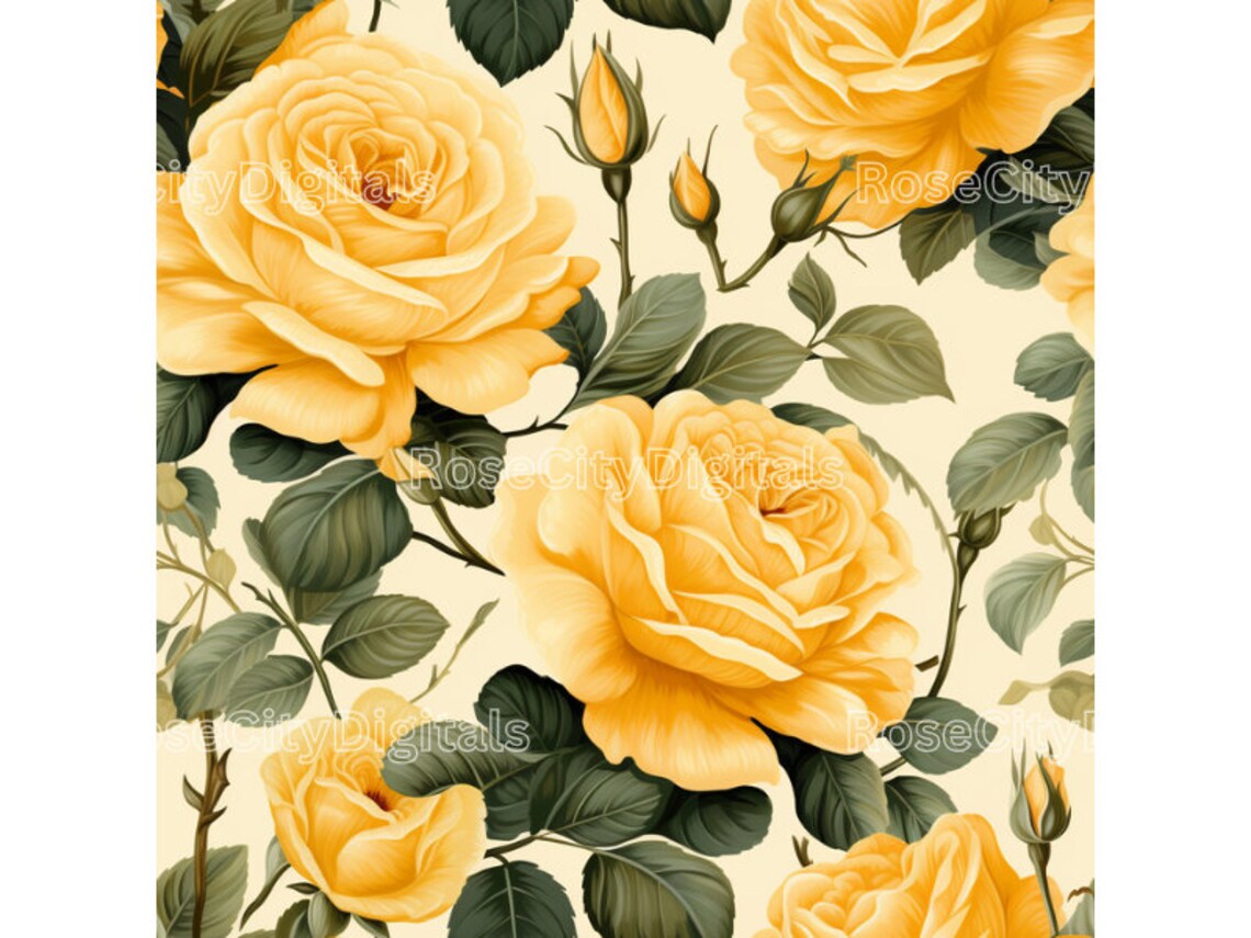 Yellow Roses To Print Yellow Roses Seamless DIGITAL PRINT - Etsy