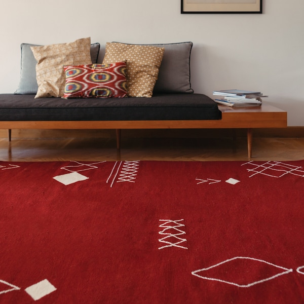 Modern Burgundy Rug Etsy