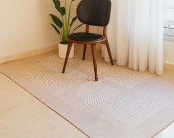 Beige Archways flatwoven cotton kilim rug; Area Accent runner; Art Deco style; 8x10ft 5x8 6x9 8x10 9x12; Ancient Egyptian; Living Room Decor