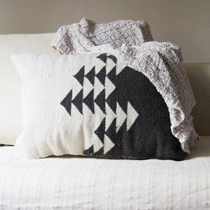 Directions handmade kilim cushion cover boho bohemian throw pillow white gray grey linen southwestern flatwoven textile 18x14 sustainable