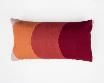 Poszewka na poduszkę kilim w stylu art deco Shades, tkana ręcznie, kolorowa poduszka lędźwiowa, poszewki na poduszki, wystrój salonu; 20x20 16x26; spalone pomarańczowe