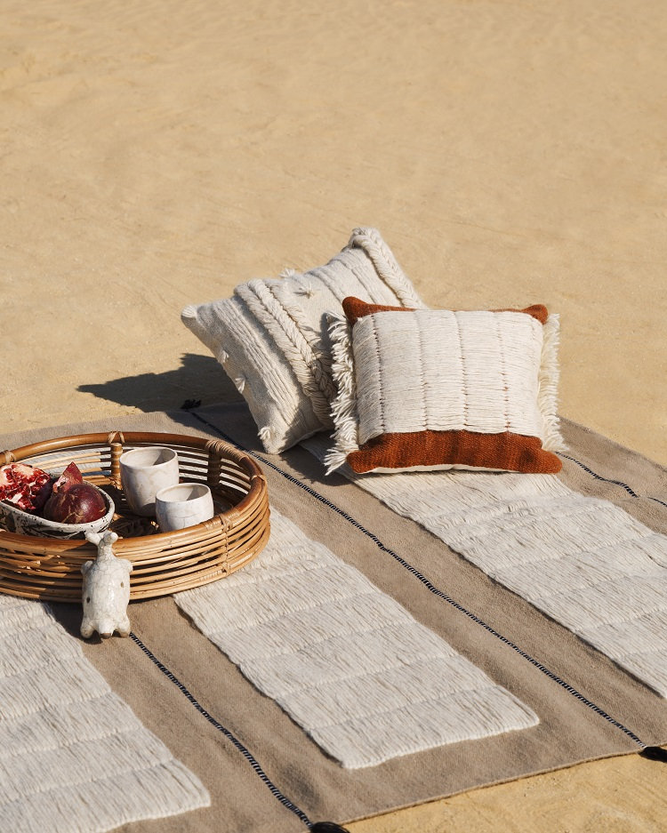 Tapis en Kilim Laine Plate Mesa; Sud-Ouest; Beige Noir;2x3 5x8 8x10; Salle à Manger de Chambre Couch