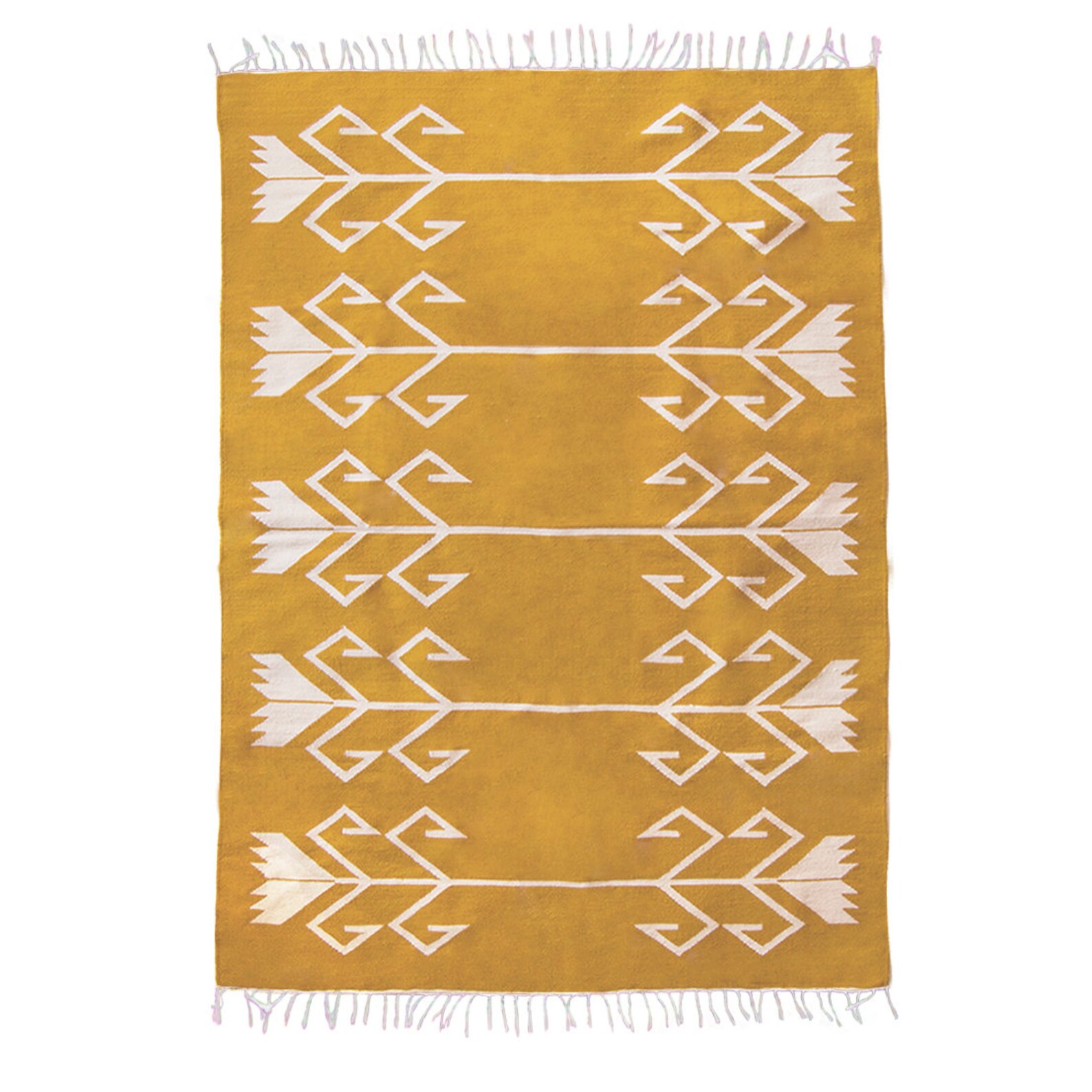 Mustard Yellow Floral Kilim Rug | Wool Area Rug | Handwoven ...