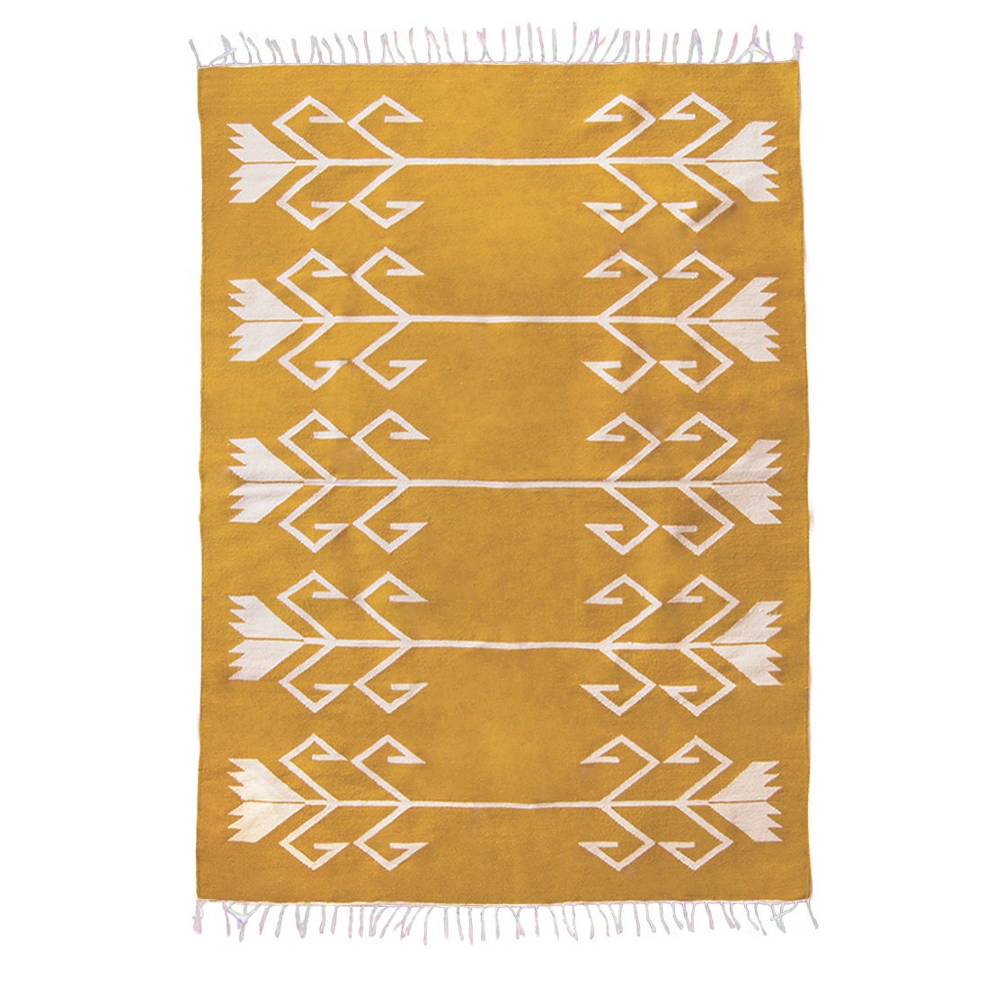 Mustard Yellow Floral Kilim Rug Wool Area Rug Handwoven Etsy