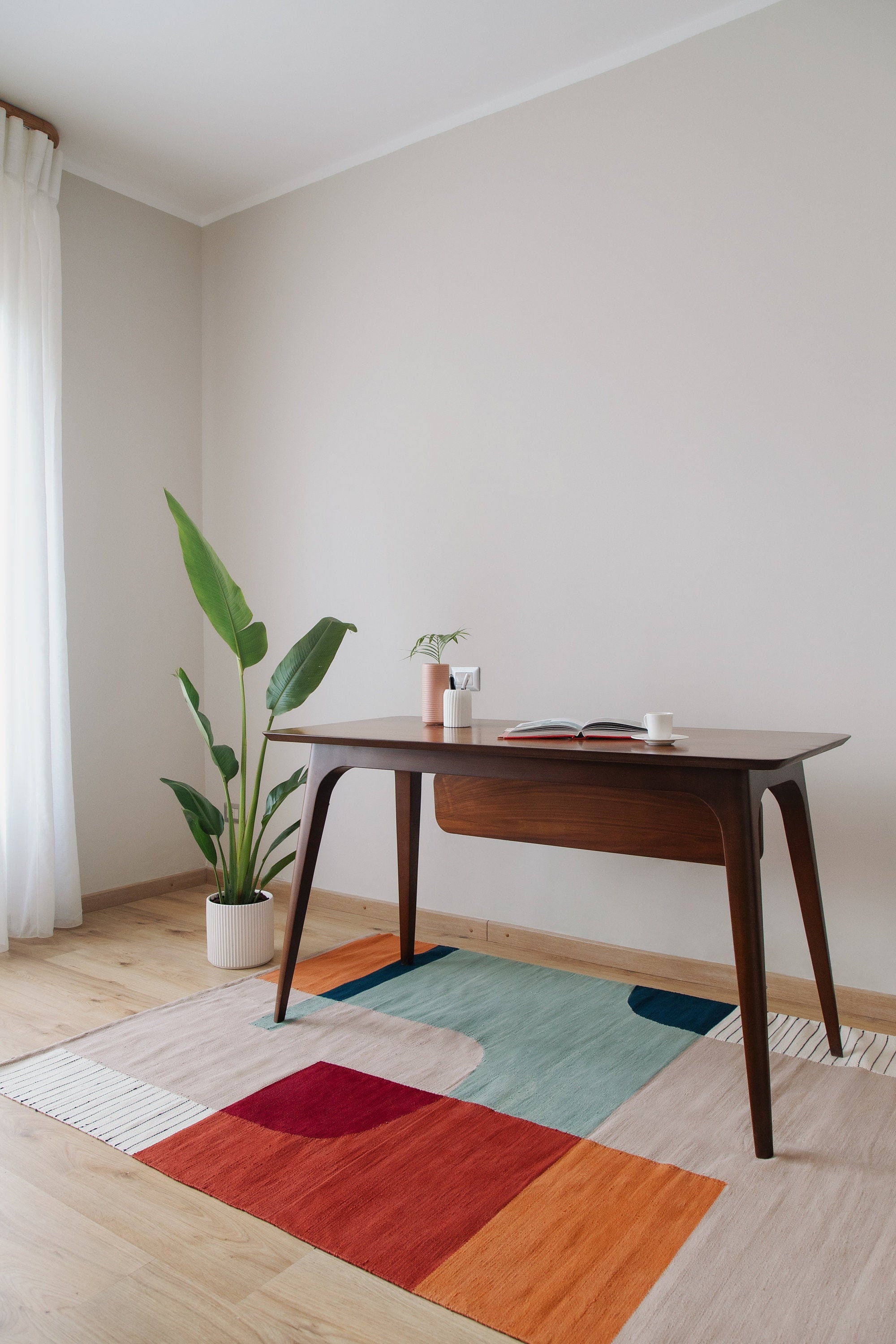 Temple Tapis Kilim en Coton Tissé à Plat; Zone Accent Runner; Beige Coloré; Style Art Déco; 5x8 6x9;