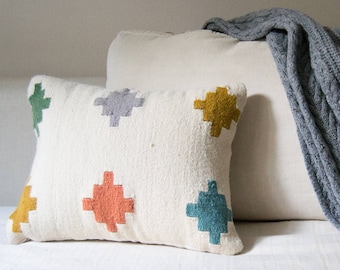 Pastel Tiles handmade kilim throw pillow cover; southwestern; mothersday gift; 16x16 18x18 20x20 16x26; decorative pillowcases; colorful