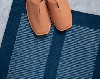 Blue Bathmat Bathroom Rug | Soft Washable Cotton Bath Mats and Rugs | Trendy Modern Shower Tub bathmats | Kitchen Door Kilim Rug 2x3 2&#39;x3&#39;