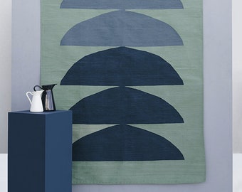 Mint Green Kilim Area Rug Runner | Flatwoven Living Room Bedroom Aesthetic Rugs | 2x3 3x5 5x8 6x9 8x10 | Soft Cotton | Trendy Modern Pattern