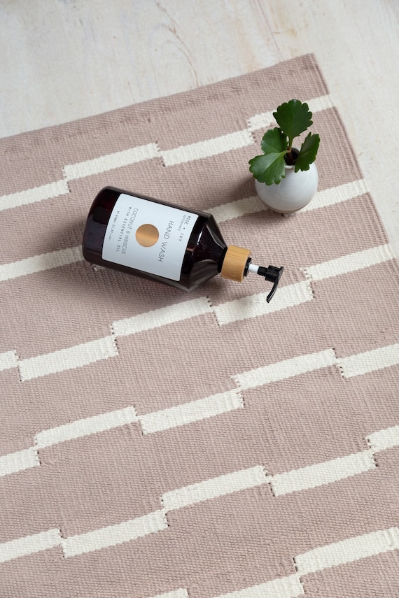 Beige Trendy Bathmat | Soft cotton bathroom handmade bath mat | Bathtub Sink Toilet Shower Decor | Holiday Cyber Monday Sale Christmas Gift