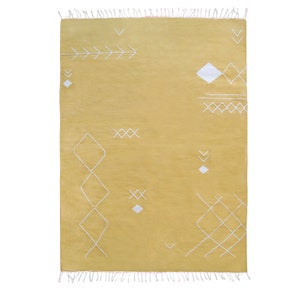 Yellow Scandinavian Kilim Area Rug Flatwoven Low Pile Accent Rugs Wool Living Room Bedroom Aesthetic 2x3 5x8 6x9 8x10 Modern Simple image 2