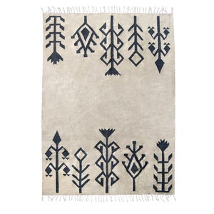 Eden handmade flatwoven floral kilim rug wool Dark Gray Beige Minimalist Living Room Area Accent Runner 2x3 6x9 8x10 9x12 Southwestern image 2