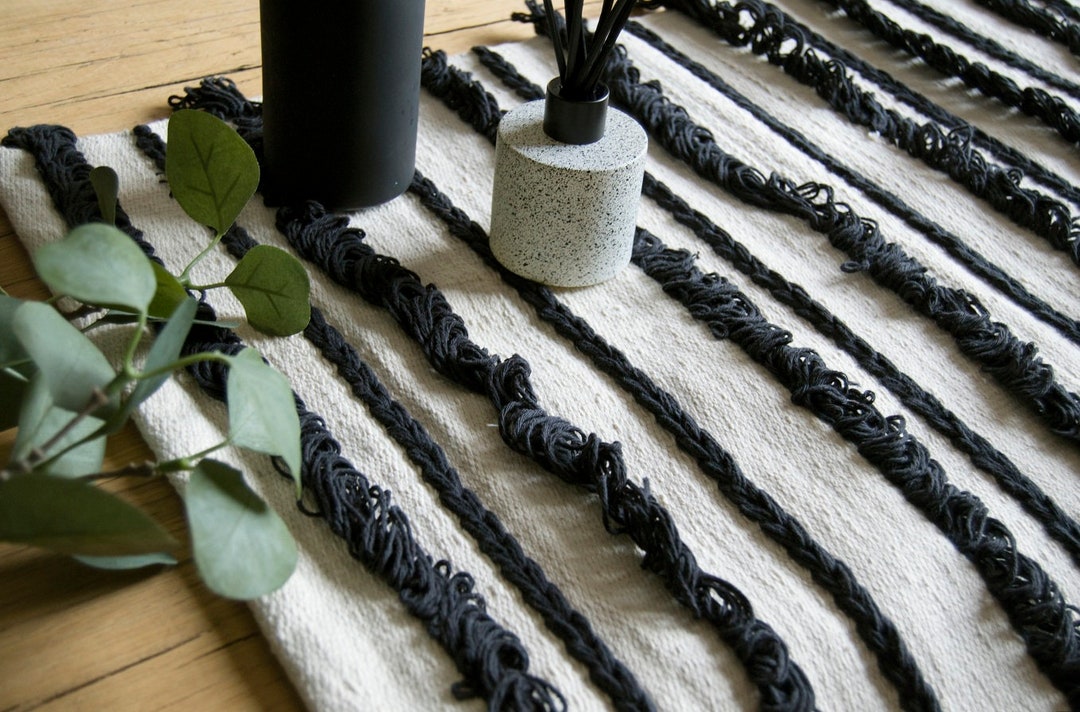 Black and White Bathroom Mat Bathmats and Rugs Cotton Bath Etsy