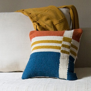 Modernist handmade kilim cushion cover bohemian throw pillow white teal grey linen southwestern flatwoven ethical pillowcase colorful