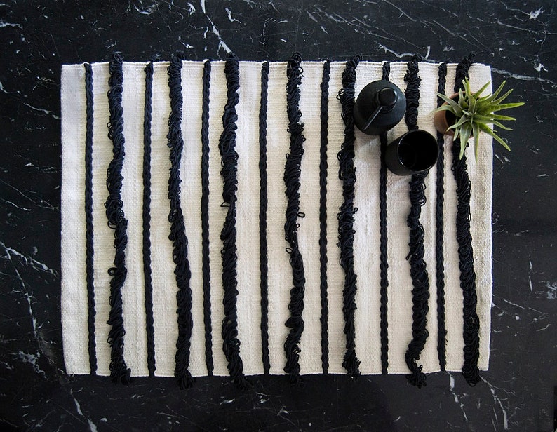 Black and White Bathroom Mat Bathmats and Rugs Cotton Bath - Etsy