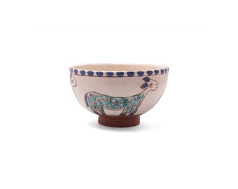 Artisan Ceramic Bowl Set of 4 | Handmade Pasta Soup Salad Bowls | Food-Safe Serveware | Modern Animal Design | Gift Under 100