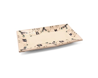 Handmade Ceramic Tray | Goat Pottery Theme | Jewelry Tray | Serving Tray | Home Decor | Unique Gift