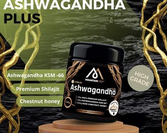 Ashwagandha, miel de castaño, mezcla de shilajit