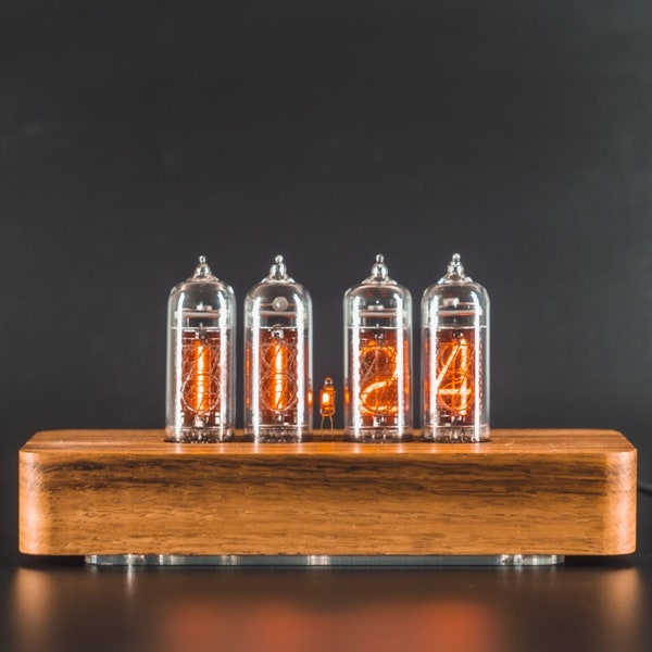 Nixie Tube Clock with Replaceable IN-14 Nixie Tubes, Motion Temperature Humidity Sensors, Alarm Clock, Dual LED RGB Backlight, Visual Effect