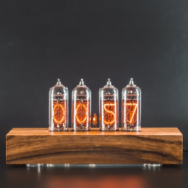 Nixie Tube Clock with Replaceable IN-14 Nixie Tubes, Motion Temperature Humidity Sensors, Alarm Clock, Dual RGB LED Backlight, Visual Effect