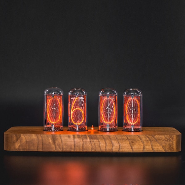 Authentic Nixie Tube Clock with Replaceable IN-18 Nixie Tubes | Motion Sensor Feature | Solid Wood Case | Visual Effects