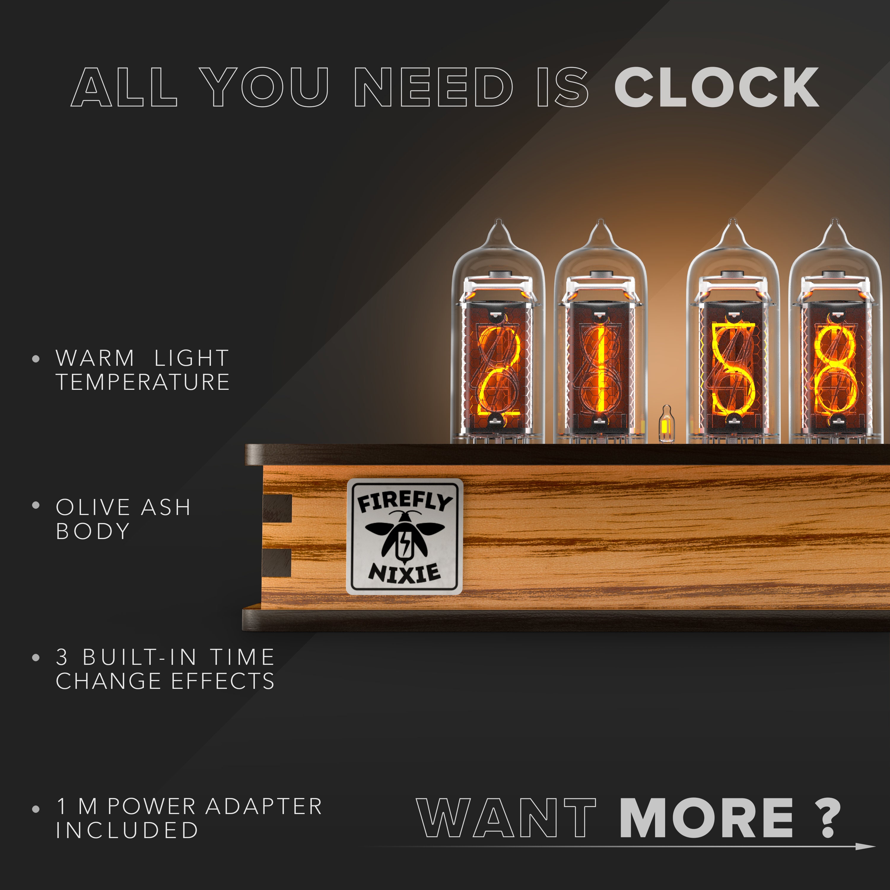 Motion Sensor Hand-painted Nixie Tube Clock IN-14 Replaceable Nixie Tubes 