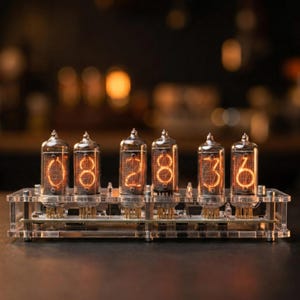 IN-8 Nixie Tube Clock mit echter 5er Ziffer | Transparente Acrylhülle | Retro Display Uhr