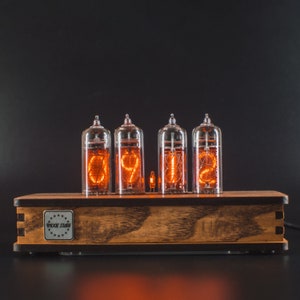 Nixie Tube Clock with Replaceable IN-14 Nixie Tubes, Motion Temperature Humidity Sensors, Extra Nixie Tube, Dual RGB LED Backlight