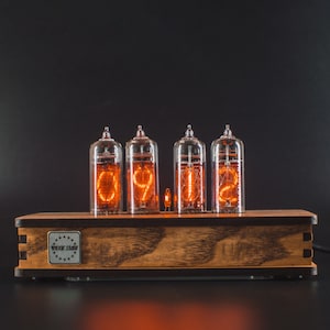 Nixie Tube Clock with Replaceable IN-14 Nixie Tubes, Motion Temperature Humidity Sensors, Extra Nixie Tube, Dual RGB LED Backlight