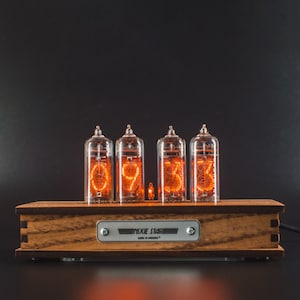 BESTSELLER Nixie Tube Clock with Replaceable IN-14 Nixie Tubes, One Spare Nixie Tube, Motion Temperature Humidity Sensors, Visual Effects image 1