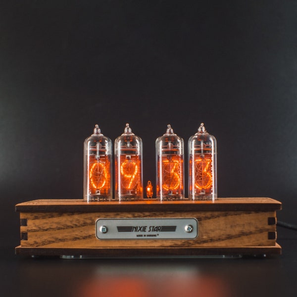 BESTSELLER Nixie Tube Clock with Replaceable IN-14 Nixie Tubes, One Spare Nixie Tube, Motion Temperature Humidity Sensors, Visual Effects