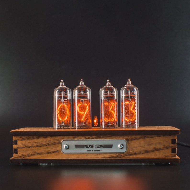 BESTSELLER Nixie Tube Clock with Replaceable IN-14 Nixie Tubes, One Spare Nixie Tube, Motion Temperature Humidity Sensors, Visual Effects image 1
