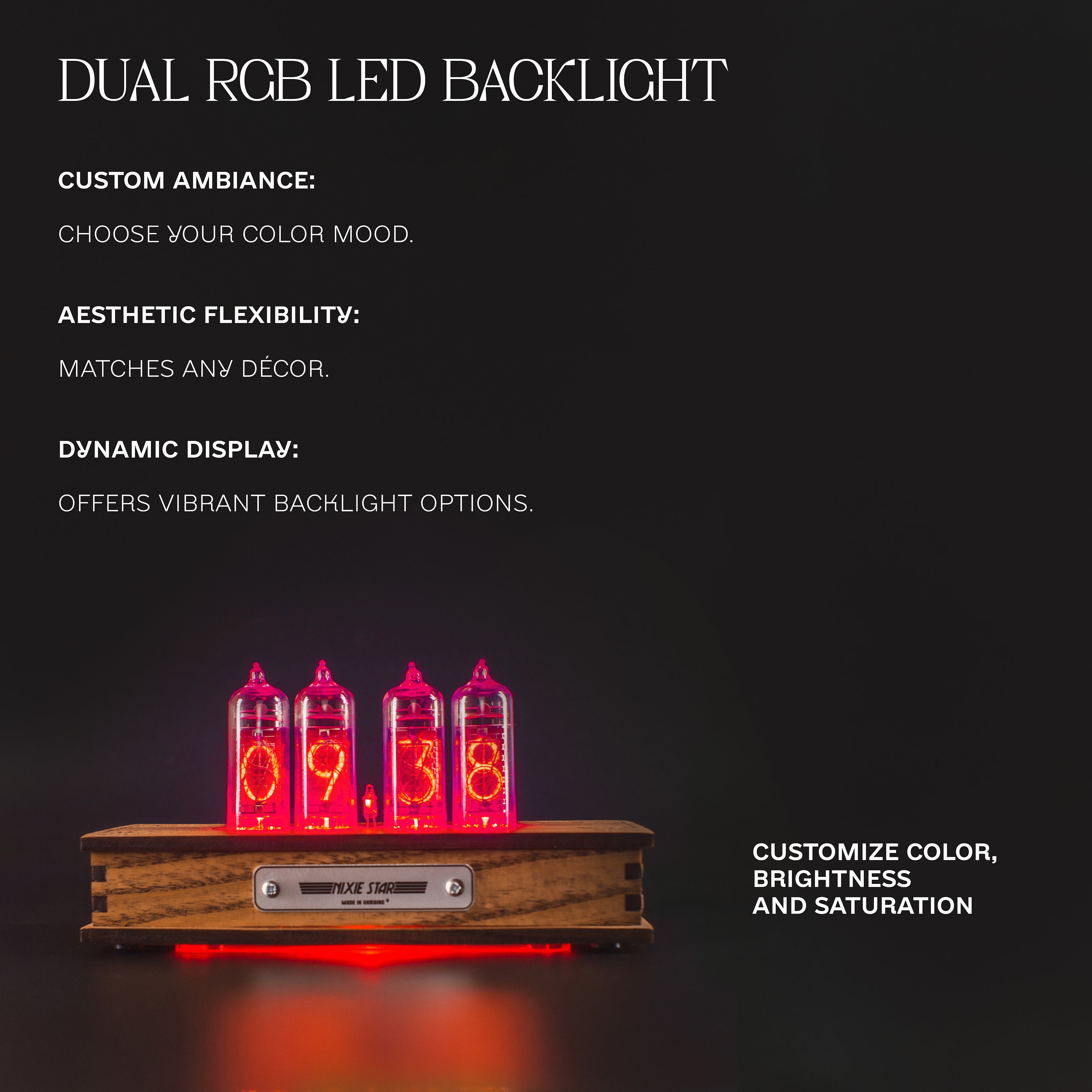 IN-14 ニキシー管時計：モーションセンサー、RGBバックライト