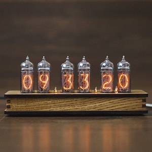 Nixie Tube Clock 6X IN-14 Vintage Clock with Replaceable Nixie Tubes Anniversary Birthday Fathers Day Gift Idea