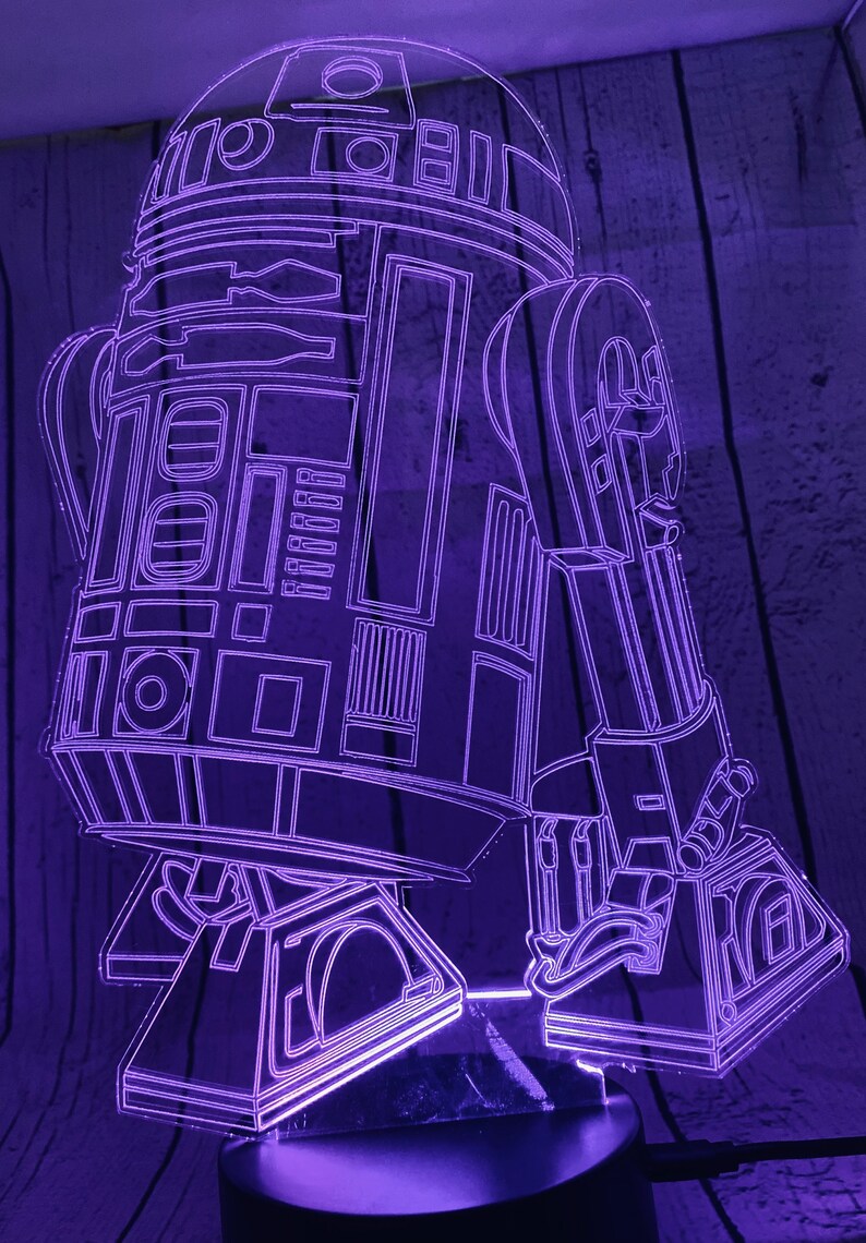 Star Wars Lamp R2d2 Led Night Light T Acrylic Laser Etsy