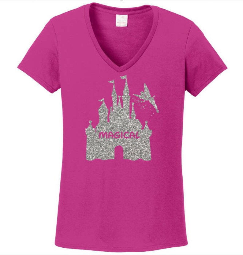 Disney Shirt Women's Magical Glitter Castle Disney Shirt Etsy