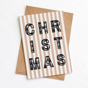 Kerstkaart met tartan, moderne kerstkaart, feestelijke wensen, optie handgeschreven bericht