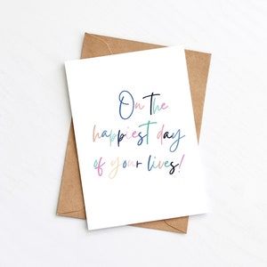 Happiest Day of Your Lives Card, Wedding Card, Happy Couple, Bride, Groom, Send Direct Card, Plastic Free