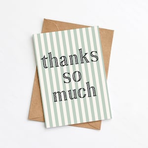 Merci beaucoup, carte de voeux de remerciement à rayures, remerciement de l'enseignant