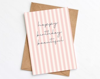 Happy Birthday Beautiful, Birthday Card, Card for her, Greeting Card, Send Direct Option