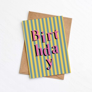 Biglietto di compleanno confuso, Biglietto di buon compleanno, Moderno, Strisce, Biglietto personalizzato, Invio diretto