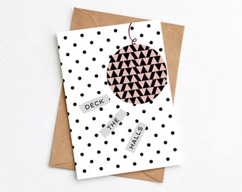 Contemporary Christmas Card, Deck The Halls, Luxury Christmas Card Pack, Eco Friendly, Plastic Free