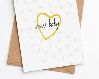 Neue Baby-Karte, moderne Baby-Karte, Neugeborene, Neuankömmling, neue Eltern-Karte, senden direkte Option, plastikfrei