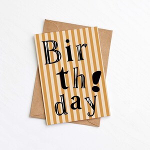 Cartão de aniversário listrado, cartão de feliz aniversário moderno, cartão legal, cartão para ele, cartão para ela, enviar cartão direto