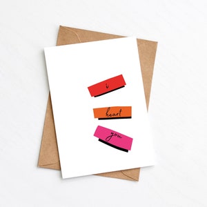 Karta I Heart You, Karta rocznicowa, Nowoczesna karta miłosna, Walentynki, Ślub, Minimalistyczny design, Bez plastiku, Certyfikat FSC