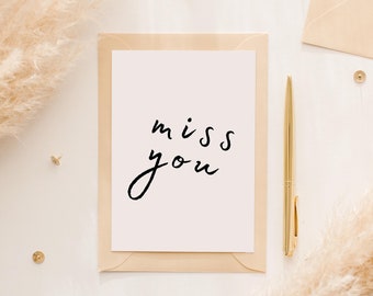 Miss You Card, Thinking of You Card, Sending Love Card, Send Direct Card, Minimalist Card, Plastic Free