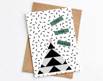 Tis The Season Christmas Card, Modern Christmas Card Pack, Set of Christmas Cards
