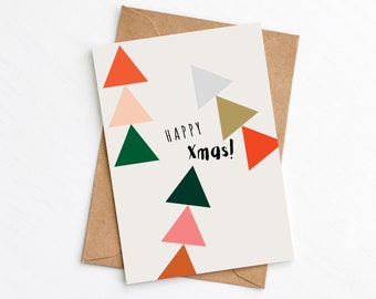 Happy Xmas Card, Modern Christmas Card, Luxurious FSC Certified Paper, Send Direct Option, Plastic Free
