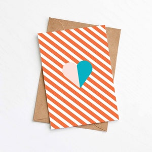 Tarjeta Corazón Naranja, Tarjeta de Amor, Aniversario, Boda, Libre de Plástico, Opción de Enviar Directo
