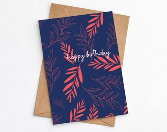 Modern Botanical Birthday Card, Plant Birthday Card, Send Direct Option, Plastic Free